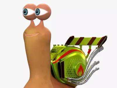 Cartoon Snail racing Turbo car 3D Low-poly 3D model