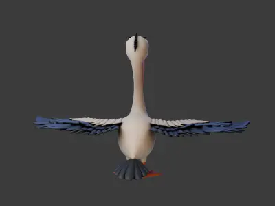 Pelican cartoon 3D model