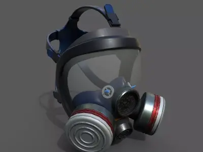 Gas mask helmet 3d model military combat  Low-poly 3D model
