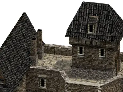 Stone Barracks Low-poly 3D model