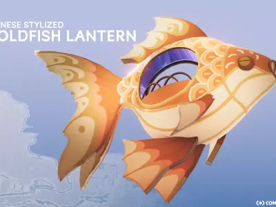 Chinese Stylized Goldfish Festival Lantern with Animation Low-poly 3D model