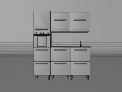 Kitchen Furniture Low-poly 3D model
