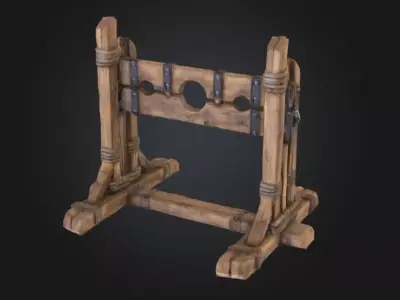 Medieval Stocks Instruments of Justice and Humiliation Low-poly 3D model