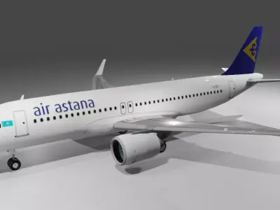 Air Astana airbus a320neo 3d model  Low-poly 3D model