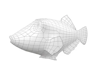 Picasso Trigger Fish Cartoon Animated Low-poly 3D model