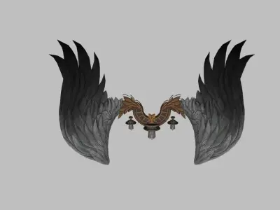 Black-White Wing Low-poly 3D model