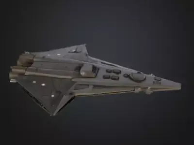 Monolithic Flagship Warship SciFi Space Game Asset Low-poly 3D model