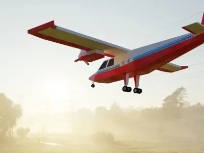 Electric Plane LOW POLY Low-poly 3D model