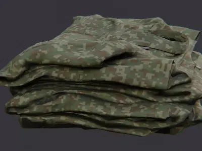 Camouflage Military Uniform Fabric Stack Low-poly 3D model