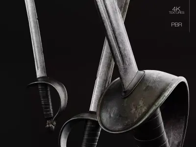 17th Century Boucan Knife Pirate Sword 3D model