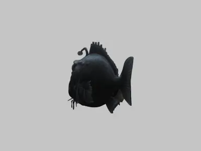Black Humpback anglerfish Deep-sea fish Abyss Abyssal Low-poly 3D model