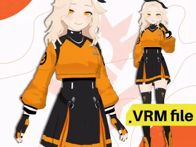 VRM SCIFI CYBERPUNK UNIFORM ORANGE MODERN NEO FUTURITIC 3D model