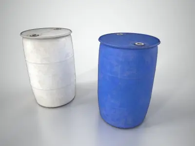 Plastic Barrel Low-poly 3D model