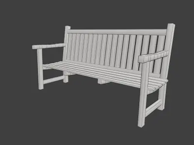 Wooden Bench Free low-poly 3D model 3