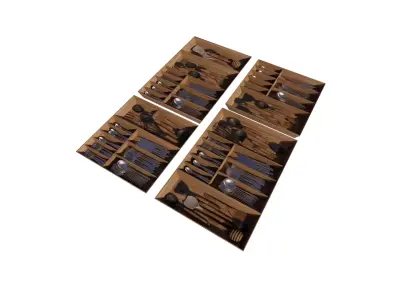 3D Model Organized Cutlery Drawer Low-poly 3D model