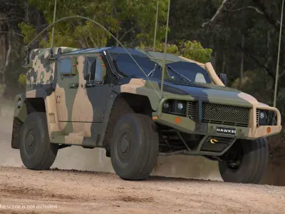 Hawkei PMV 4x4 High Mobility Protected Vehicle Rigged 3D Model