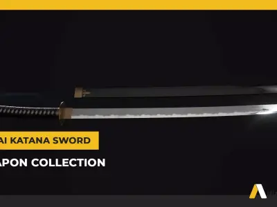 Katana samurai sword 3d Models and Textures Low-poly 3D model