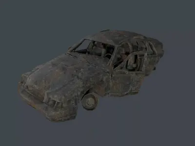 Apocalyptic Damaged Destroyed Vehicle Car Game Ready 20 Low-poly 3D model