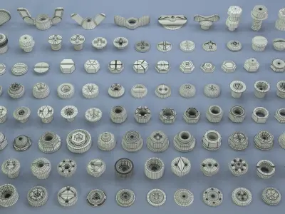 Bolts Collection - 108 pieces 3D model