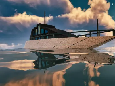 Realistic PBR low poly Yacht Low-poly 3D model boat floating ... Low-poly 3D model