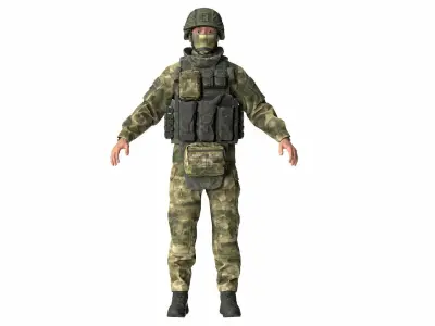 Russian Soldier PMC Character Low-poly 3D model