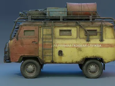 Post Apocalyptic UAZ Free low-poly 3D model