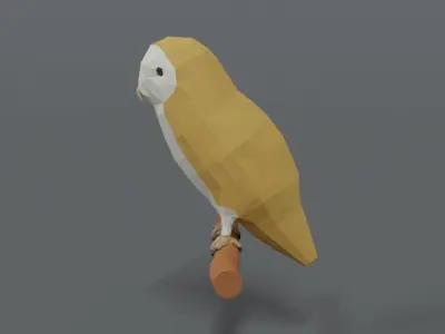 Low Poly Cartoon Barn Owl Low-poly 3D model