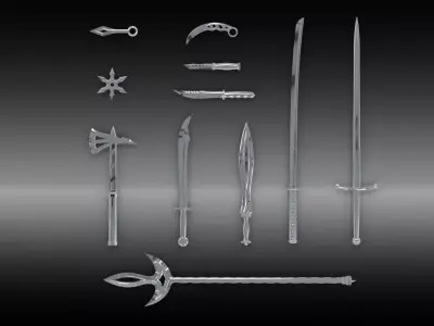 Blades set sword Low-poly 3D model