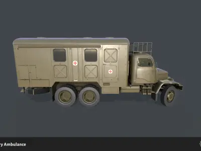 PV3S Truck Ambulance Set Low-poly 3D model
