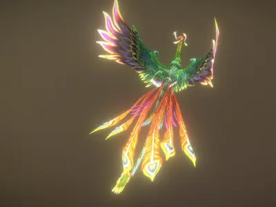 The phoenix bird Low-poly 3D model