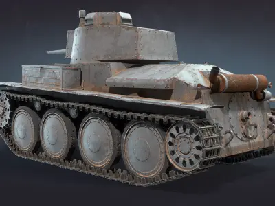 Tank PzKpfw 38t or LT vz38 Low-poly 3D model