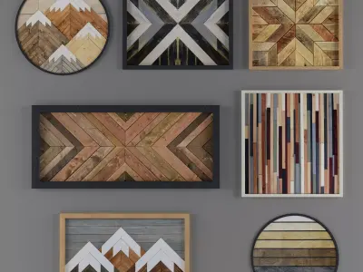 Geometric Wood Art wood wall art scandinavian Free 3D model