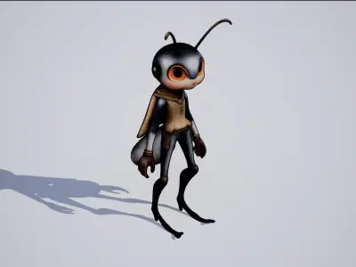 Humanoid Cricket Stylized Low-poly 3D model
