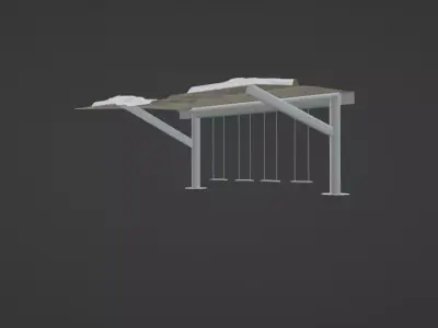 modern swing set pavilion with snow covered roof Low-poly 3D model