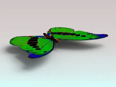 Butterfly with wings Low-poly 3D model