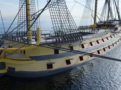 HMS Vanguard Sailing ship Low-poly 3D model