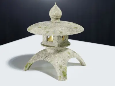 3D Japanese Stone Lantern 4 Legs - Japan Collection 3D model