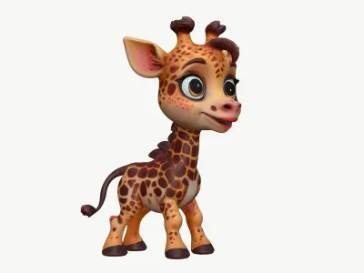 High-Quality Realistic Cute Cartoon Giraffe 3D model