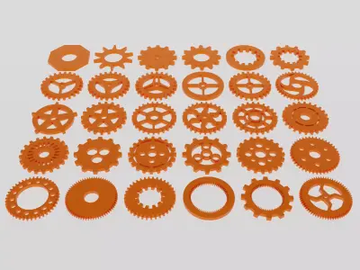 Gear Pack Low-poly 3D model