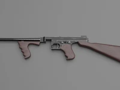Thompson submachine gun Low-poly 3D model