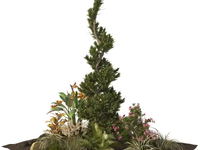 Garden Plant set Low-poly 3D model