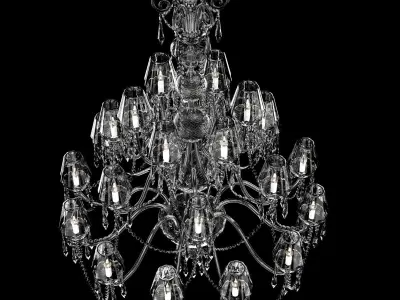 Waterford Ardmore 24-Arm Chandelier with Crystal Shades 3D model