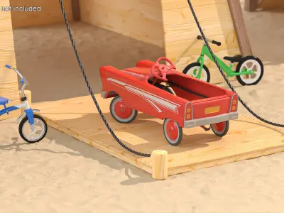 Vintage American Murray Red Childs Roadster Pedal Car Rigged for Cinema 4D 3D model