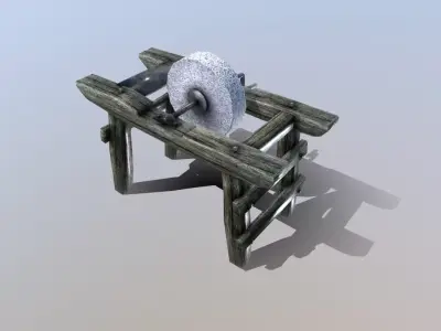 Medieval Grindstone Prop Low-poly 3D model
