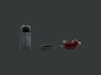 Cans- Dirty and Crumpled 3 Piece Set Free low-poly 3D model