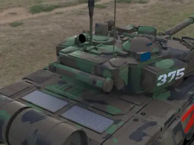  Wagner PMC T90A Tank with Iconic Red Z Marking 3D Model Low-poly 3D model