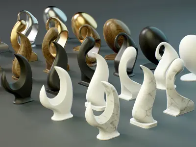 Abstract Statues PBR Low-poly 3D model