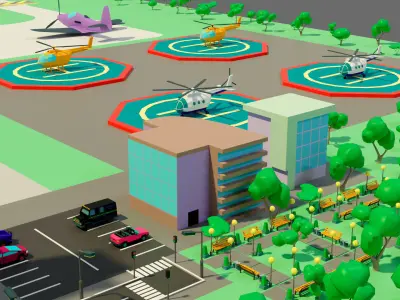 Cartoon airport Low-poly 3D model