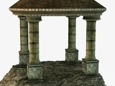 Ancient temple on a rock 3D model