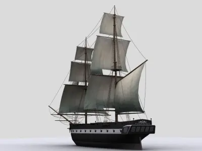 Sailboat brig Low-poly 3D model